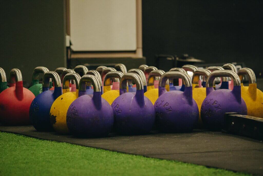 Kettlebells in Fitness Gym